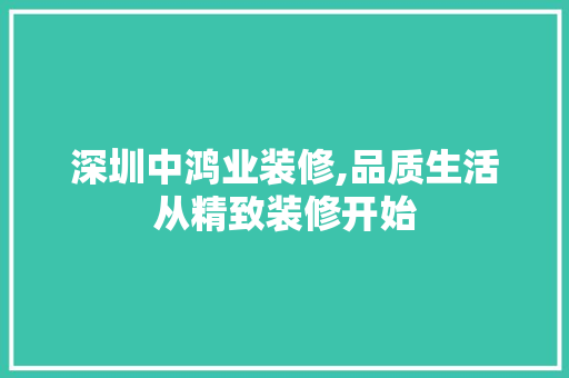 深圳中鸿业装修,品质生活从精致装修开始 现代风格装饰
