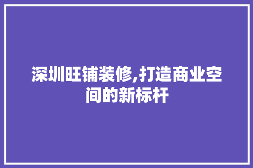 深圳旺铺装修,打造商业空间的新标杆