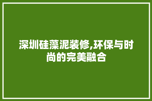 深圳硅藻泥装修,环保与时尚的完美融合 室内设计