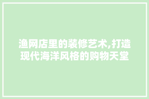 渔网店里的装修艺术,打造现代海洋风格的购物天堂