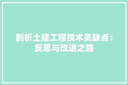 剖析土建工程技术员缺点：反思与改进之路