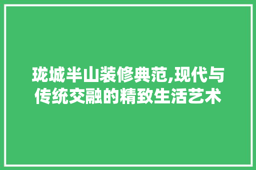 珑城半山装修典范,现代与传统交融的精致生活艺术
