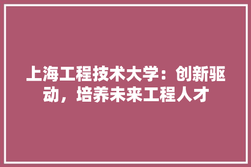 上海工程技术大学：创新驱动，培养未来工程人才