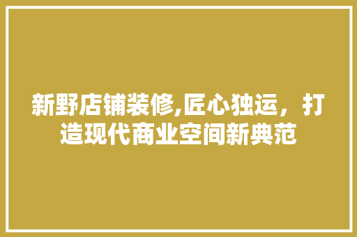 新野店铺装修,匠心独运，打造现代商业空间新典范