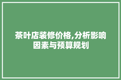 茶叶店装修价格,分析影响因素与预算规划