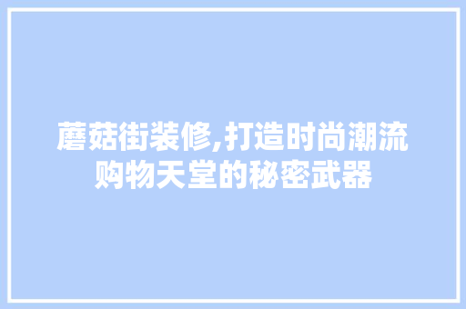 蘑菇街装修,打造时尚潮流购物天堂的秘密武器