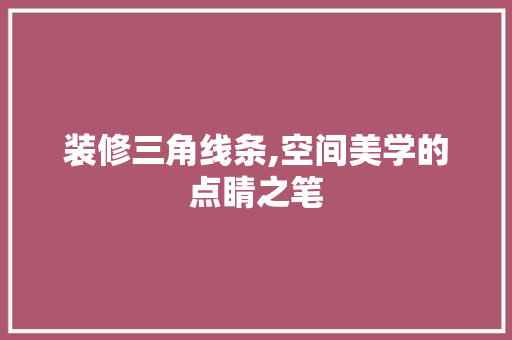 装修三角线条,空间美学的点睛之笔 现代风格装饰