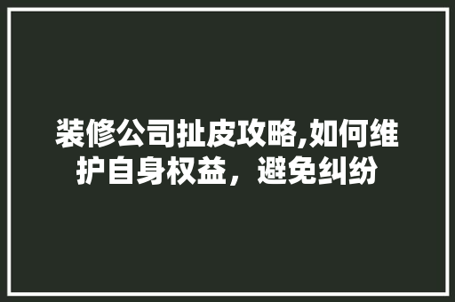 装修公司扯皮攻略,如何维护自身权益，避免纠纷 家居装修