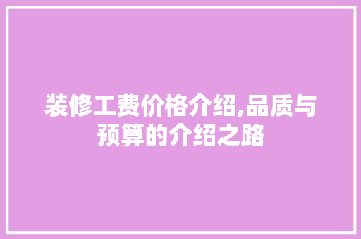 装修工费价格介绍,品质与预算的介绍之路 家居装修