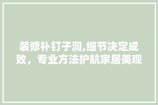 装修补钉子洞,细节决定成败，专业方法护航家居美观