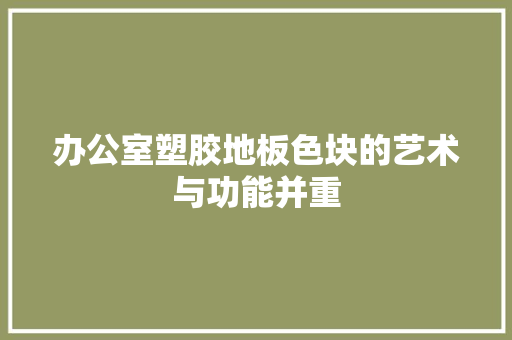 办公室塑胶地板色块的艺术与功能并重 家居装修