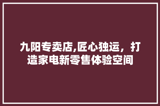 九阳专卖店,匠心独运，打造家电新零售体验空间 木雕艺术