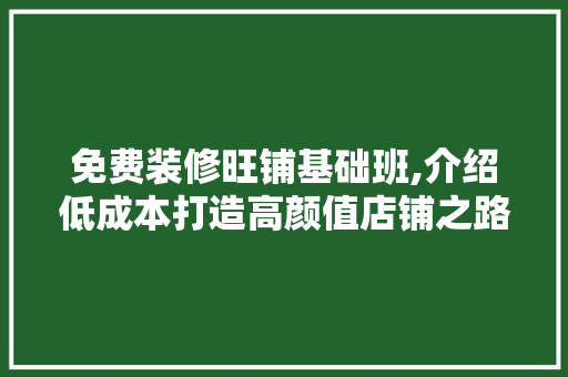 免费装修旺铺基础班,介绍低成本打造高颜值店铺之路