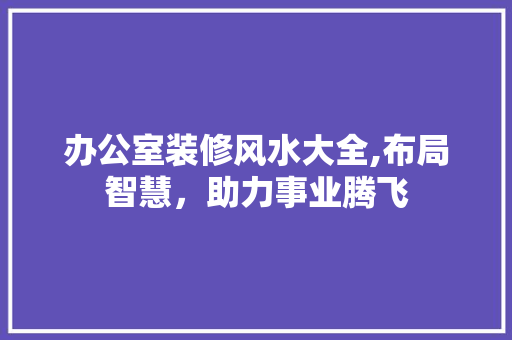 办公室装修风水大全,布局智慧，助力事业腾飞 现代风格装饰