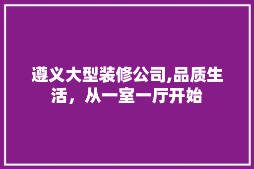 遵义大型装修公司,品质生活，从一室一厅开始