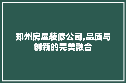 郑州房屋装修公司,品质与创新的完美融合 现代风格装饰