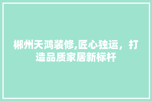 郴州天鸿装修,匠心独运，打造品质家居新标杆 室内设计