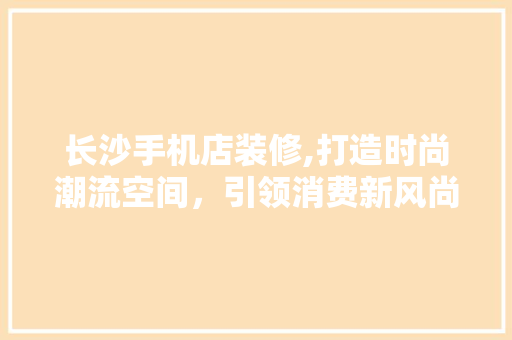长沙手机店装修,打造时尚潮流空间，引领消费新风尚