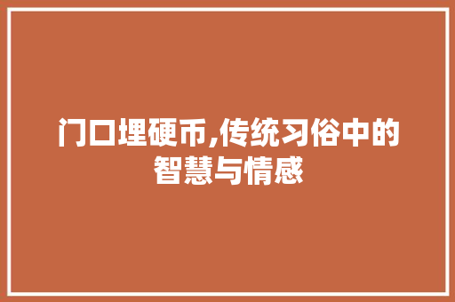 门口埋硬币,传统习俗中的智慧与情感
