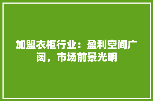 加盟衣柜行业：盈利空间广阔，市场前景光明 家居装修