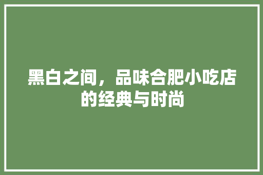 黑白之间，品味合肥小吃店的经典与时尚