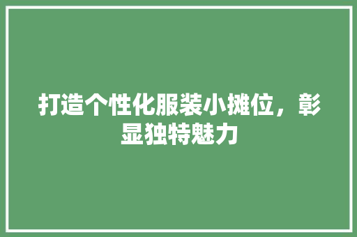 打造个性化服装小摊位，彰显独特魅力 室内设计