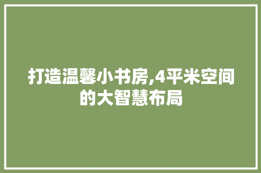 打造温馨小书房,4平米空间的大智慧布局 室内设计