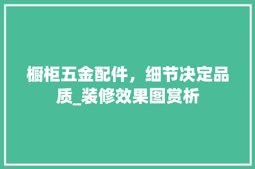橱柜五金配件，细节决定品质_装修效果图赏析