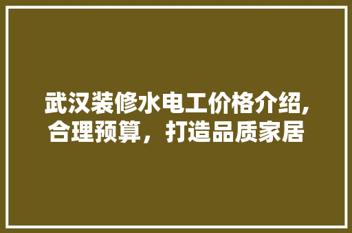 武汉装修水电工价格介绍,合理预算，打造品质家居 卧室装修