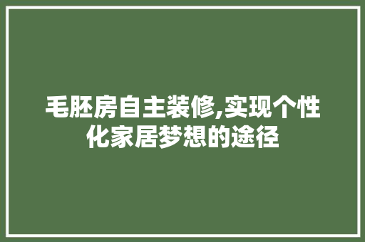 毛胚房自主装修,实现个性化家居梦想的途径