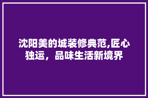 沈阳美的城装修典范,匠心独运，品味生活新境界