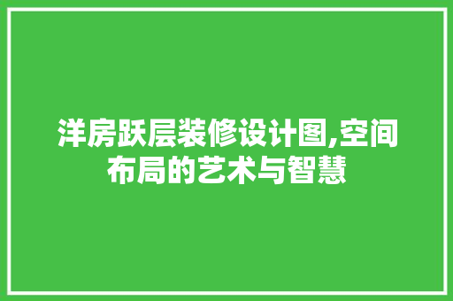 洋房跃层装修设计图,空间布局的艺术与智慧 软装设计