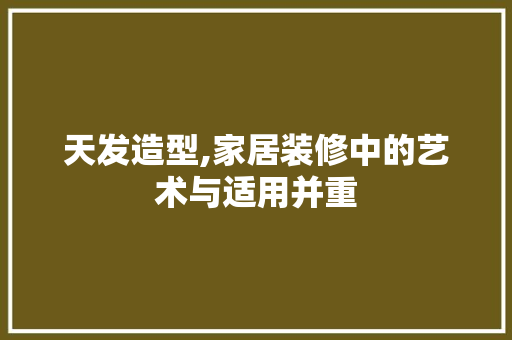 天发造型,家居装修中的艺术与适用并重