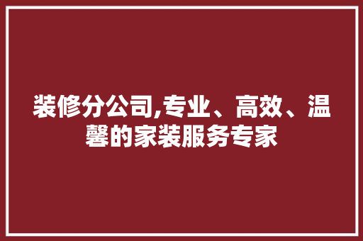 装修分公司,专业、高效、温馨的家装服务专家 软装设计