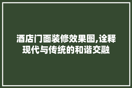 酒店门面装修效果图,诠释现代与传统的和谐交融 现代风格装饰