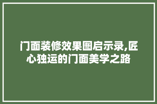 门面装修效果图启示录,匠心独运的门面美学之路 室内设计
