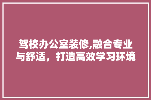 驾校办公室装修,融合专业与舒适，打造高效学习环境 现代风格装饰