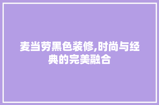 麦当劳黑色装修,时尚与经典的完美融合 现代风格装饰