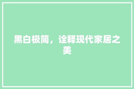 黑白极简，诠释现代家居之美 家居装修
