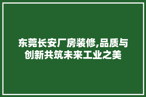 东莞长安厂房装修,品质与创新共筑未来工业之美