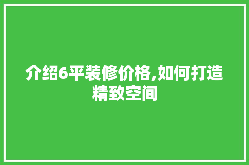 介绍6平装修价格,如何打造精致空间 地板材料