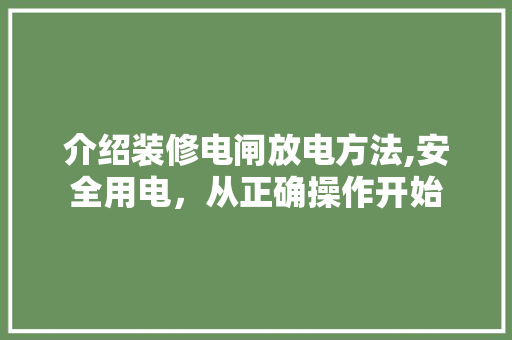 介绍装修电闸放电方法,安全用电，从正确操作开始 卧室装修