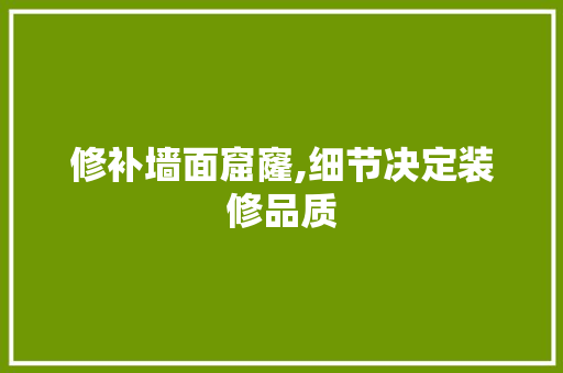 修补墙面窟窿,细节决定装修品质 木雕艺术