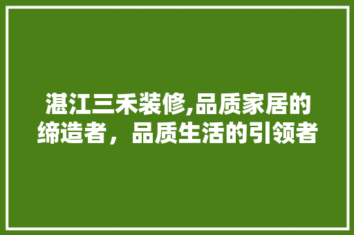湛江三禾装修,品质家居的缔造者，品质生活的引领者 室内设计