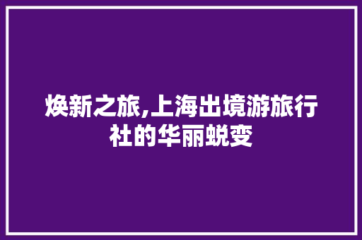 焕新之旅,上海出境游旅行社的华丽蜕变