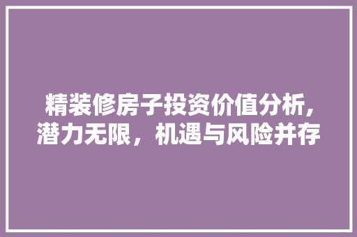 精装修房子投资价值分析,潜力无限，机遇与风险并存