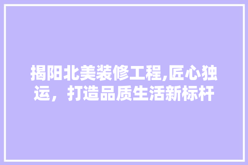 揭阳北美装修工程,匠心独运，打造品质生活新标杆