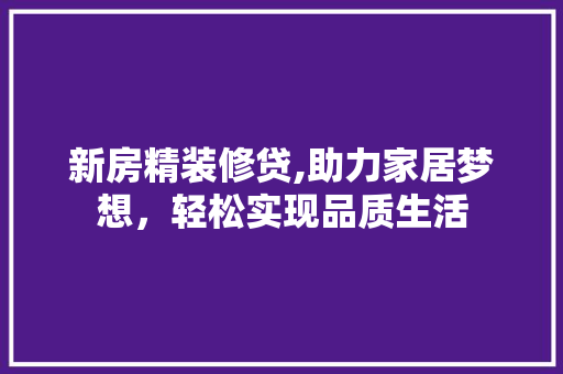 新房精装修贷,助力家居梦想，轻松实现品质生活 室内设计