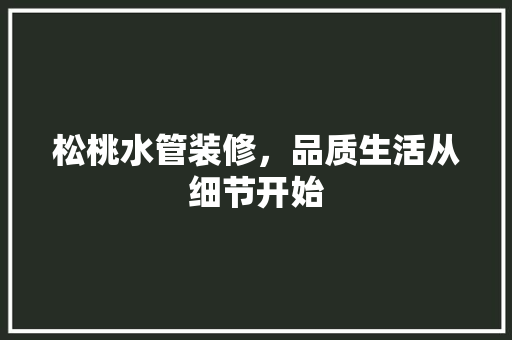 松桃水管装修，品质生活从细节开始 卧室装修