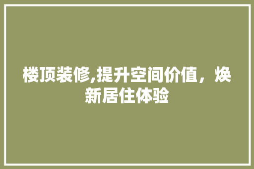 楼顶装修,提升空间价值，焕新居住体验 现代风格装饰
